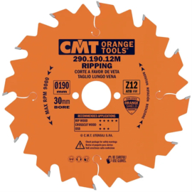 CMT Orange Körfűrészlap elektromos szerszámokhoz, hosszanti vágás D190x30 Z12 HW