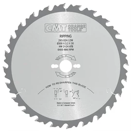 CMT Industrial Körfűrészlap hosszanti vágásra D300x3,2 d35 Z24 HW