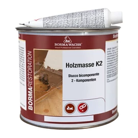Holzmasse K2 MDF 2K poliészter fatapasz, fekete, 0,75L + edző, Borma Wachs